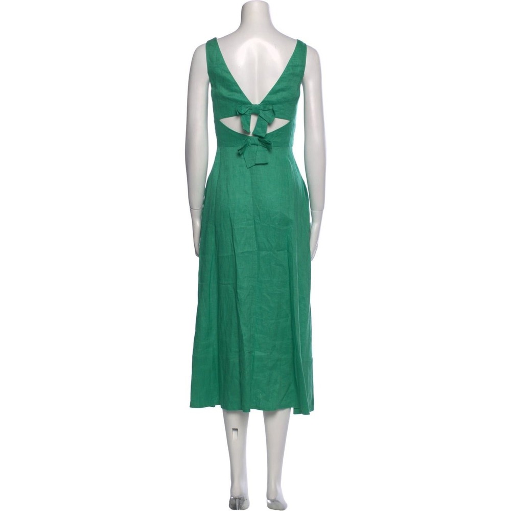 SALONI Rachel Cutout Bow Linen Midi Dress Washed Green US 6 UK 10 - Picture 2 of 10